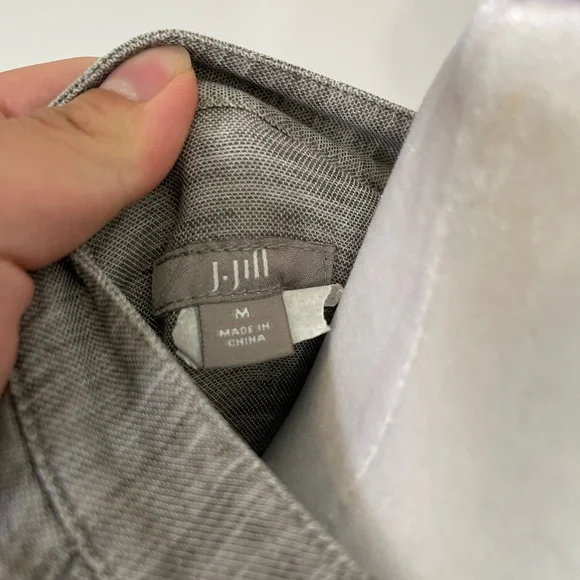 J Jill Womens Med Popover Tunic Shirt Gray Heather L-Sleeve Tencel Linen - Picture 5 of 9